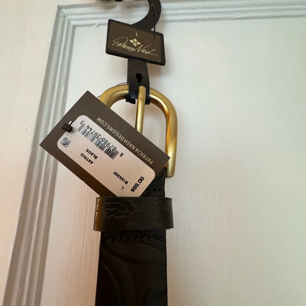 Patricia Nash black leather Belt with brass Buckle - Picture 1 of 4